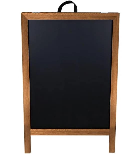 A-Frame Sidewalk Chalkboard Sign – Double Sided - Stained Wood Frame