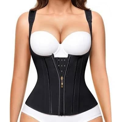 Nebility Women's Sculpting Zipper Corset Shapewear with Adjustable Strap