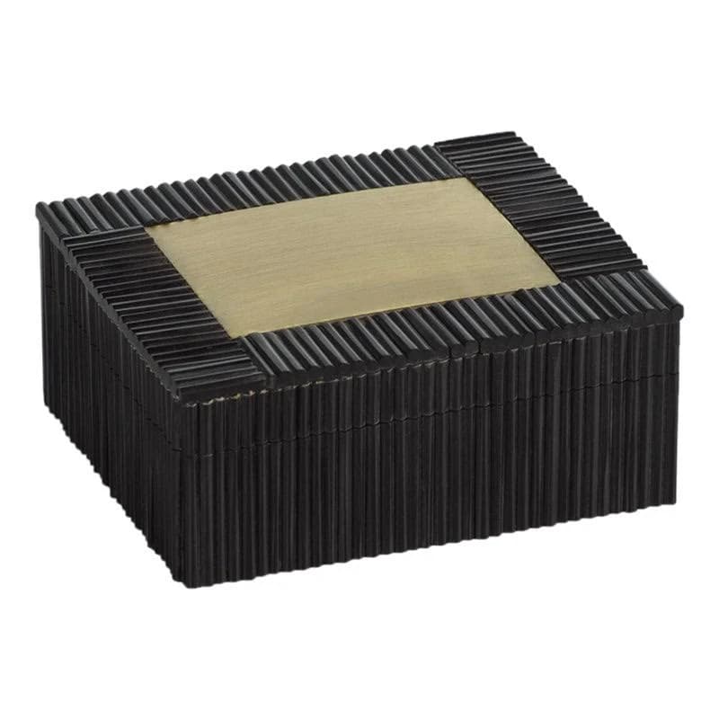 Zodax Black Resin Inlaid and Brass Decorative Box