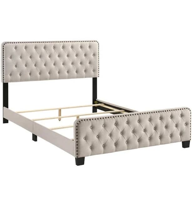 Furniture of America Dexter Button Tufted Upholstered Wood Bed