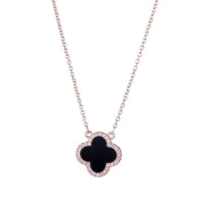 Adornia 14K Rose Gold Plated CZ Clover Pendant Necklace