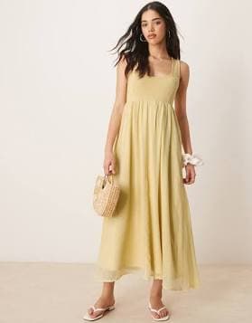 ASOS Micro Rib Bust Chiffon Midi Dress