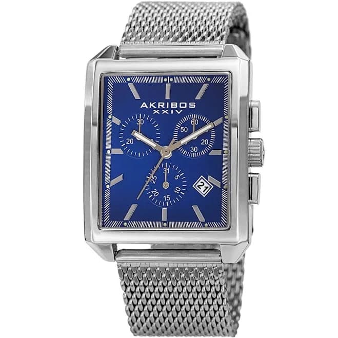 Akribos XXIV Men's Rectangular Chronograph Date Watch