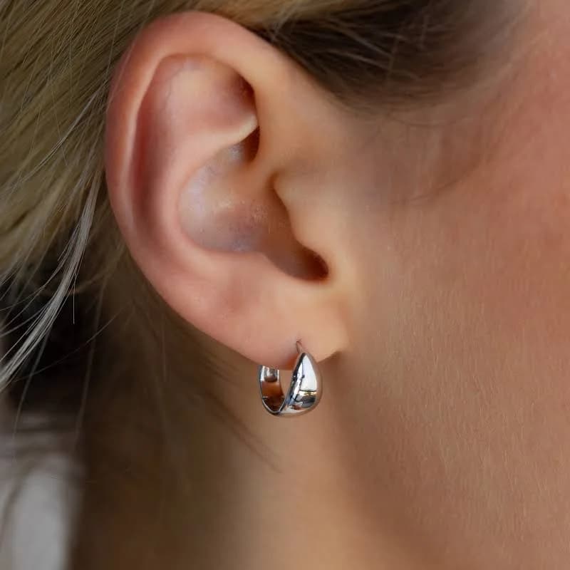 Caitlyn Minimalist Chunky Hoop Silver Earrings