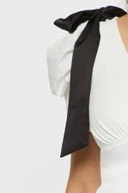 Puff-Sleeve Satin Bow Top