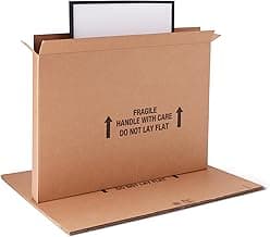 Amazon Basics TV Moving Box for 50-inch TV, Picture and Mirror, Heavy Duty Shipping Container, 48 x 4 x 33 inches, 3 Pack