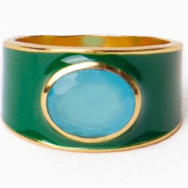 INK+ALLOY Hazel Oval Stone Enamel Band Ring