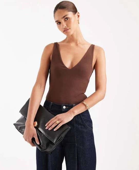 ASOS Design Compact Cotton V Neck Bodysuit