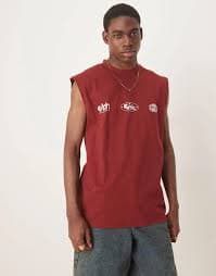 ASOS ASOS DESIGN boxy oversized tank with text graphic in red - Sleep & Underwear - BeyondStyle