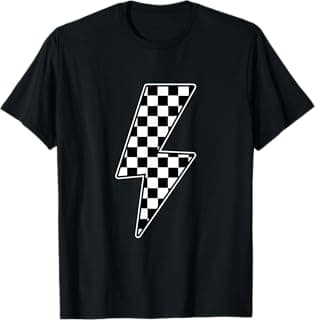 Checkered Lightning Bolt Thunder Checkerboard T-Shirt