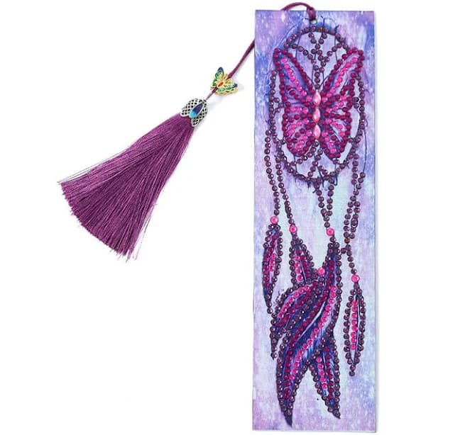 Purple Butterfly Dreamcatcher Leather Bookmark Diamond Painting Kits