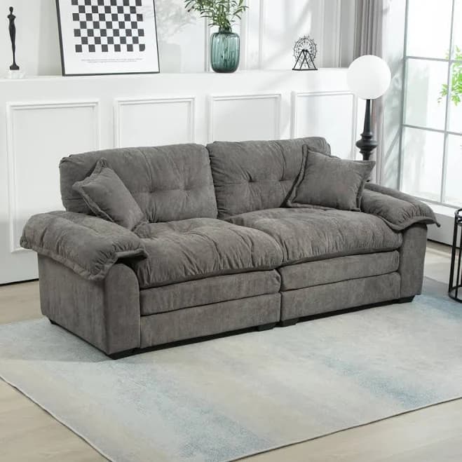 Springs Latitude Run Geneveve 84" Upholstered Pillow-Top Arm Loveseat Sofa