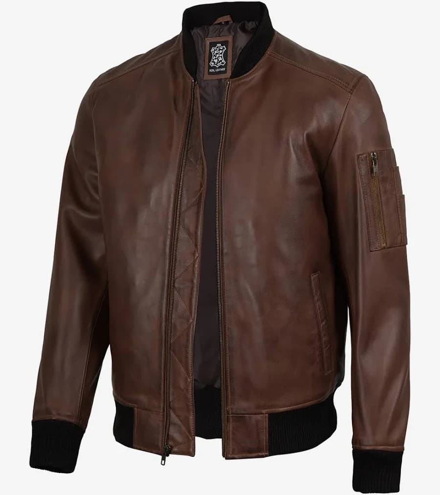 Men's Lambskin Leather Bomber Jacket