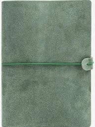 Sage Green Suede Journal with Green Band and Lined Pages
