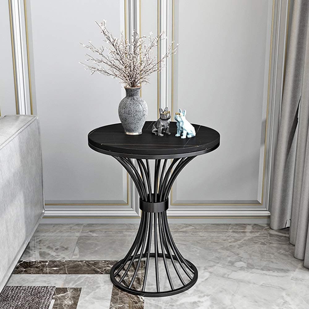 Amazon.com: EKBBBYE Coffee Table Modern Black Oval Metal Side Table, Marble Table Top, Essential for Home Use,50 Cmx 50cm X 60cm,Black : Home & Kitchen