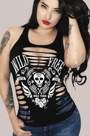 Wild & Free Sexy Hourglass Slashed Tank- Black – Grave Digs - A Dark and Gothic Shop
