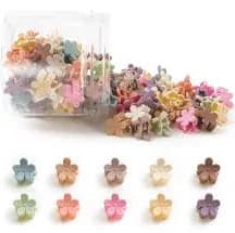 100Pcs Colorful Mini Flower Hair Clips, Small Hair Clips Mini Claw Clips