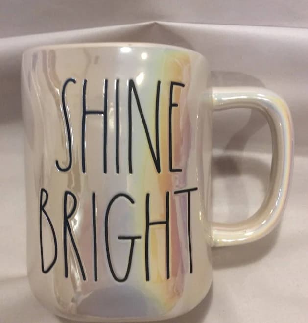 Rae Dunn Shine Bright Ceramic Mug Magenta Iridescent