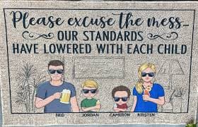 Rustic Wooden Sign Pardon The Mess Our Standards Have Lowered With Each Child Wood Signs Family