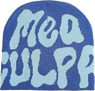 TaowaveWomen Beanie Y2k Hat,MEA Culpa Graphic Beanies Designs,Winter Hat Knit Skull Cap for Women
