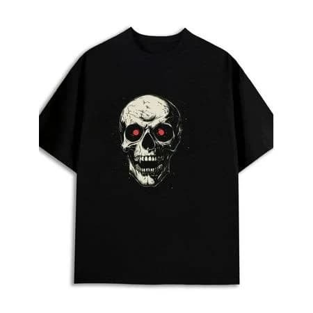 180g Retro Skull Red Eyes Graphic Tee