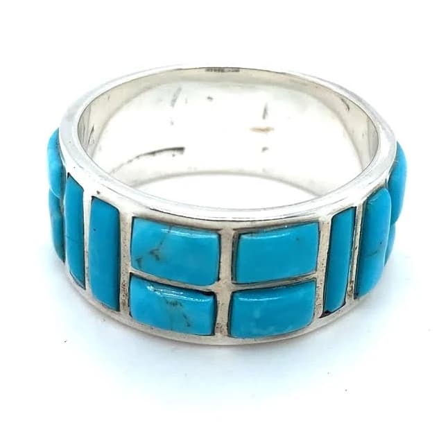 Sterling Turquoise Inlay Wedding Band