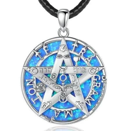 Tetragrammaton Blue Opal Necklace for Men