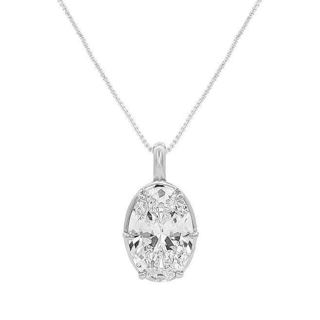 Primrose Women's Sterling Silver Cubic Zirconia Oval Box Chain Necklace