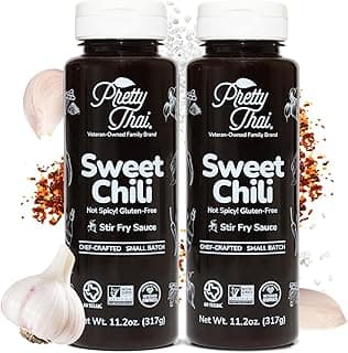 Pretty Thai Sweet Chili Sauce, Gluten Free Certified Non-GMO Authentic Vegan Stir Fry, BBQ Condiment, Dipping Sauce, Rice Seasoning, 100% Natural (Pack of 2)
